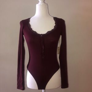 Burgundy Knit L/S bodysuit
